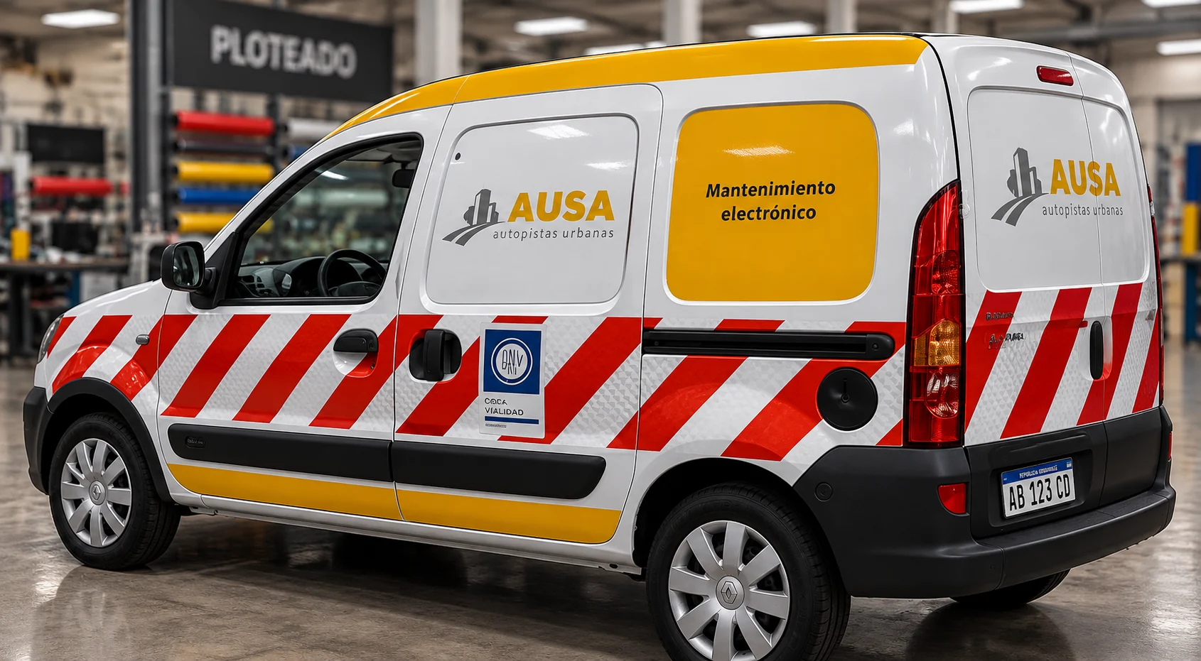 Vehículo de mantenimiento urbano ploteado con la gráfica de AUSA